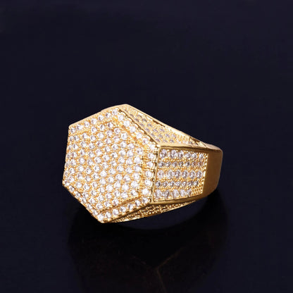 Iced Out Hexagon Ring