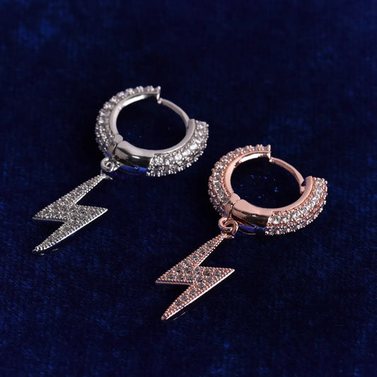 Iced Out Lightning Bolt Earrings