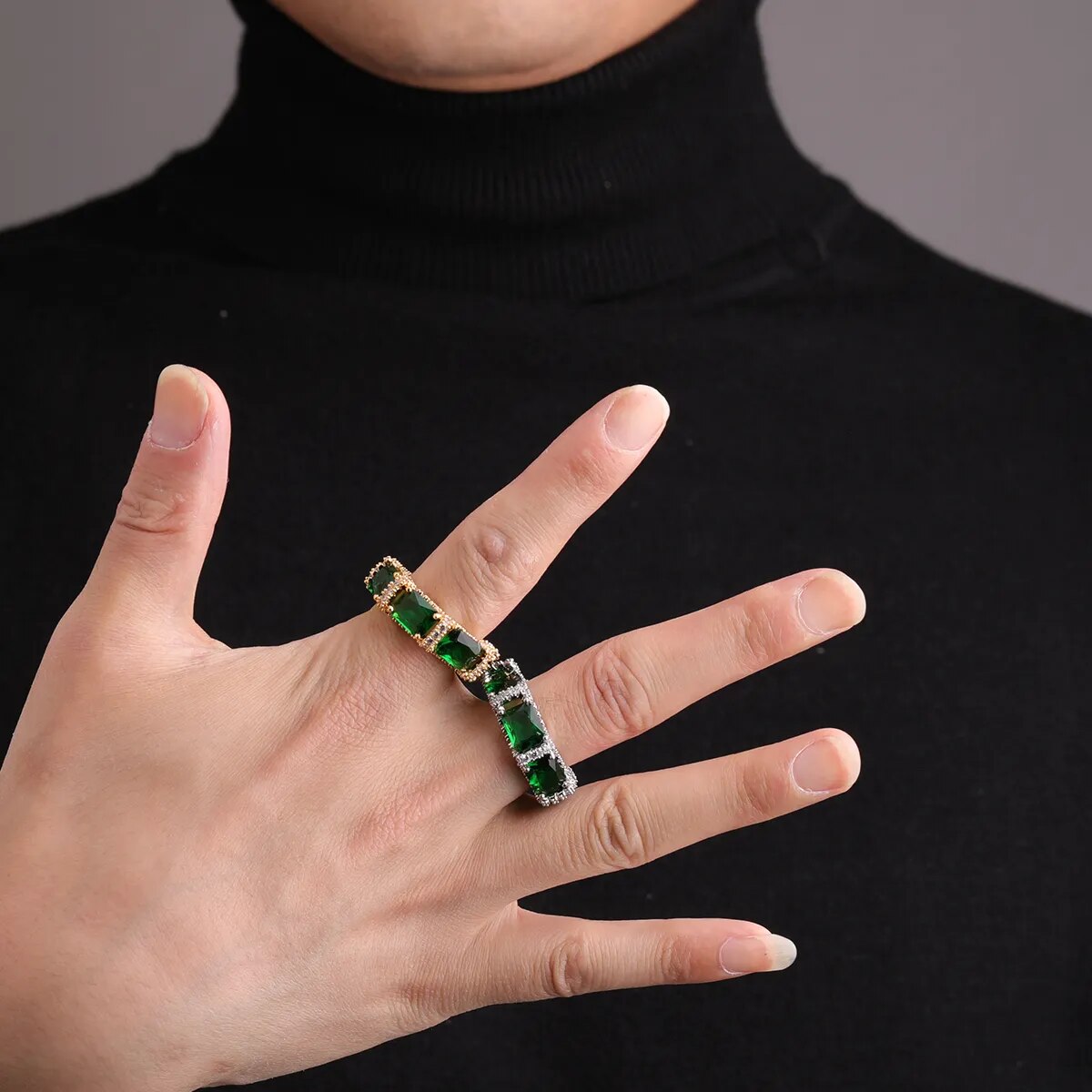 Iced Out Emerald Ring