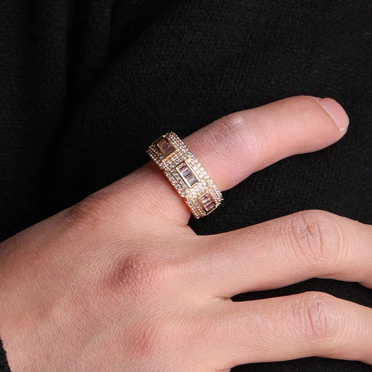 Iced Out Baguette Ring