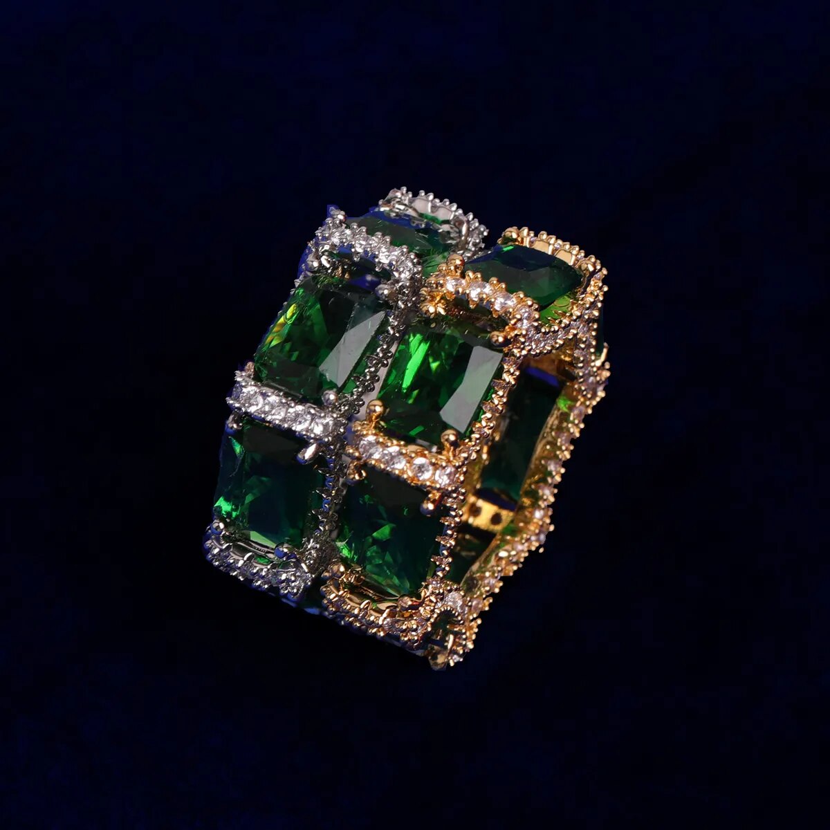 Iced Out Emerald Ring