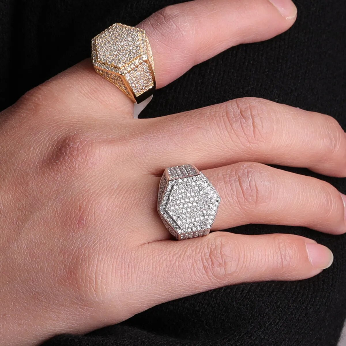 Iced Out Hexagon Ring