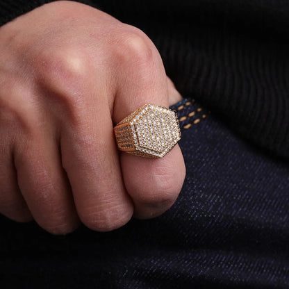 Iced Out Hexagon Ring